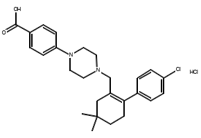 4-(4-((4'-CHLORO-4,4-DIMETHYL-3,4,5,6-TETRAHYDRO-[1,1'-BIPHENYL]-2-YL)METHYL)PIPERAZIN-1-YL)BENZOIC ACID HYDROCHLORIDE structure, CAS 1305320-63-1