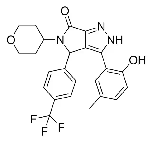 4-(4-HYDROXY-3-METHOXYPHENYL)-5-(3-METHOXYPROPYL)-3-(THIOPHEN-2-YL)-4,5-DIHYDROPYRROLO[3,4-C]PYRAZOL-6(1H)-ONE structure, CAS 39742-60-6