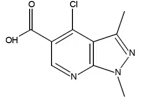 4-CHLORO-1,3-DIMETHYLPYRAZOLO[3,4-B]PYRIDINE-5-CARBOXYLIC ACID structure, CAS 175201-94-2