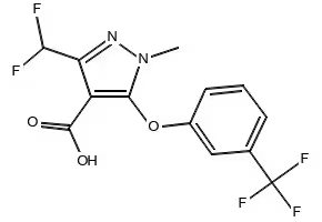 4-CHLORO-1-((3-(TRIFLUOROMETHYL)PHENOXY)METHYL)-1H-PYRAZOLE-3-CARBOXYLIC ACID structure, CAS 1006488-35-2