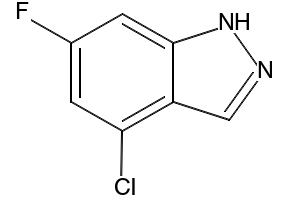 4-CHLORO-6-FLUORO-1H-INDAZOLE structure, CAS 885520-32-1