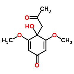 4-HYDROXY-3,5-DIMETHOXY-4-(2-OXOPROPYL)CYCLOHEXA-2,5-DIENONE structure, CAS 2215-96-5