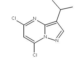 5,7-DICHLORO-3-ISOPROPYLPYRAZOLO[1,5-A]PYRIMIDINE structure, CAS 771510-32-8
