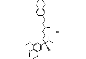 5-((3,4-DIMETHOXYPHENETHYL)(METHYL)AMINO)-2-ISOPROPYL-2-(3,4,5-TRIMETHOXYPHENYL)PENTANENITRILE HYDROCHLORIDE structure, CAS 16662-46-7