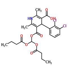 5-((BIS(BUTYRYLOXY)METHOXY)CARBONYL)-4-(2,3-DICHLOROPHENYL)-2,6-DIMETHYL-1,4-DIHYDROPYRIDINE-3-CARBOXYLIC ACID structure, CAS 253597-19-2