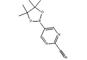 5-(4,4,5,5-TETRAMETHYL-1,3,2-DIOXABOROLAN-2-YL)PYRIMIDINE-2-CARBONITRILE structure, CAS 1025708-31-9