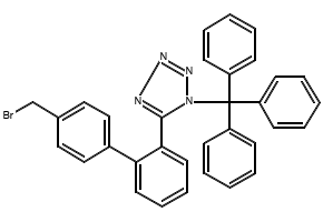 5-(4-(BROMOMETHYL)-[1,1'-BIPHENYL]-2-YL)-1-TRITYL-1H-TETRAZOLE structure, CAS 159532-62-4