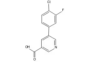 5-(4-CARBOXY-3-FLUOROPHENYL)NICOTINIC ACID structure, CAS 1258613-93-2