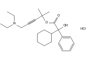 5-(DIETHYLAMINO)-2-METHYLPENT-3-YN-2-YL 2-CYCLOHEXYL-2-HYDROXY-2-PHENYLACETATE HYDROCHLORIDE structure, CAS 129927-33-9