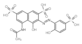 5-ACETAMIDO-4-HYDROXY-3-((2-HYDROXY-5-SULFOPHENYL)DIAZENYL)NAPHTHALENE-2,7-DISULFONIC ACID structure, CAS 101708-53-6