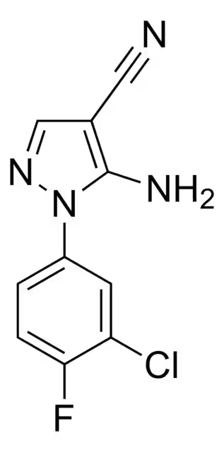 5-AMINO-1-(3-CHLORO-4-FLUOROPHENYL)-1H-PYRAZOLE-4-CARBONITRILE structure, CAS 175135-53-2