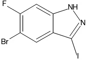 5-BROMO-6-FLUORO-3-IODO-1H-INDAZOLE structure, CAS 633335-82-7