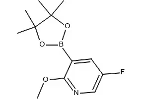 5-FLUORO-2-METHOXY-3-(4,4,5,5-TETRAMETHYL-1,3,2-DIOXABOROLAN-2-YL)PYRIDINE structure, CAS 1083168-95-9