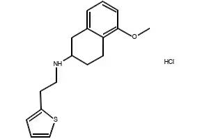 5-METHOXY-N-(2-(THIOPHEN-2-YL)ETHYL)-1,2,3,4-TETRAHYDRONAPHTHALEN-2-AMINE HYDROCHLORIDE structure, CAS 102120-96-7