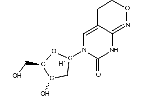 6-((2S,4S,5R)-4-HYDROXY-5-(HYDROXYMETHYL)TETRAHYDROFURAN-2-YL)-3,4-DIHYDRO-1H-PYRIMIDO[4,5-C][1,2]OXAZIN-7(6H)-ONE structure, CAS 126128-42-5