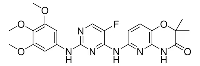 6-[5-FLUORO-2-(3,4,5-TRIMETHOXYPHENYLAMINO)PYRIMIDIN-4-YLAMINO]-2,2-DIMETHYL-4H-PYRIDO[3,2-B][1,4]OXAZIN-3-ONE structure, CAS 841290-80-0