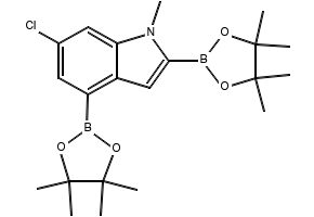6-CHLORO-1-METHYL-2,4-BIS(4,4,5,5-TETRAMETHYL-1,3,2-DIOXABOROLAN-2-YL)-1H-INDOLE structure, CAS 1256360-39-0