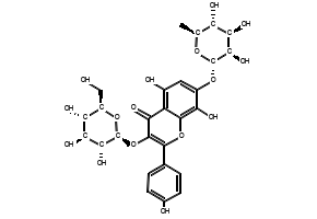 7-(((2S,3R,4S,5S,6R)-4,5-DIHYDROXY-6-(HYDROXYMETHYL)-3-(((2S,3R,4R,5R,6S)-3,4,5-TRIHYDROXY-6-METHYLTETRAHYDRO-2H-PYRAN-2-YL)OXY)TETRAHYDRO-2H-PYRAN-2-YL)OXY)-3,5-DIHYDROXY-2-(4-HYDROXYPHENYL)-4H-CHROMEN-4-ONE structure, CAS 17353-03-6