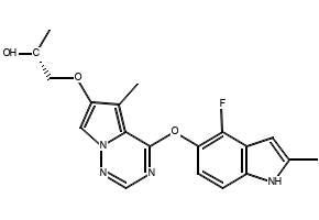7-(BENZYLOXY)-4-((4-FLUORO-2-METHYL-1H-INDOL-5-YL)OXY)-6-METHOXYQUINAZOLINE structure, CAS 574745-75-8