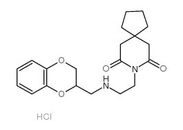 8-(2-(((2,3-DIHYDROBENZO[B][1,4]DIOXIN-2-YL)METHYL)AMINO)ETHYL)-8-AZASPIRO[4.5]DECANE-7,9-DIONE HYDROCHLORIDE structure, CAS 124756-23-6