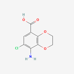 8-AMINO-7-CHLORO-2,3-DIHYDROBENZO[B][1,4]DIOXINE-5-CARBOXYLIC ACID structure, CAS 148703-26-8