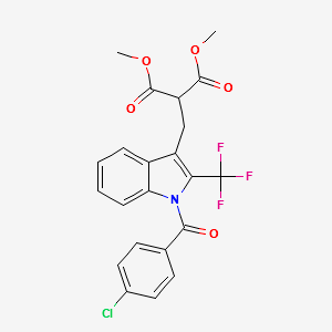 DIMETHYL 2-((1-(4-CHLOROBENZOYL)-2-(TRIFLUOROMETHYL)-1H-INDO-L-3-YL)METHYL)MALONATE structure, CAS 934843-29-5