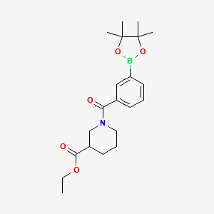 ETHYL 1-(3-(4,4,5,5-TETRAMETHYL-1,3,2-DIOXABOROLAN-2-YL)BENZOYL)PIPERIDINE-3-CARBOXYLATE structure, CAS 1073355-04-0