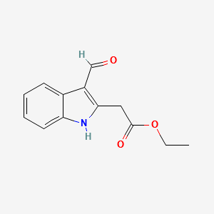 ETHYL 2-(3-FORMYL-1H-INDOL-2-YL)ACETATE structure, CAS 129410-12-4