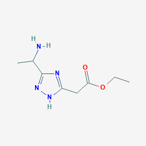 ETHYL 2-(5-(1-AMINOETHYL)-4H-1,2,4-TRIAZOL-3-YL)ACETATE structure, CAS 936940-52-2
