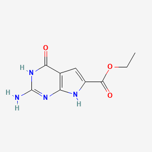 ETHYL 2-AMINO-4-OXO-4,7-DIHYDRO-3H-PYRROLO[2,3-D]PYRIMIDINE-6-CARBOXYLATE structure, CAS 188062-43-3