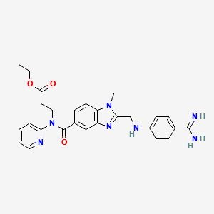 ETHYL 3-(2-(((4-CARBAMIMIDOYLPHENYL)AMINO)METHYL)-1-METHYL-N-(PYRIDIN-2-YL)-1H-BENZO[D]IMIDAZOLE-5-CARBOXAMIDO)PROPANOATE structure, CAS 429658-95-7
