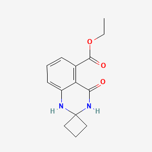 ETHYL 4'-OXO-3',4'-DIHYDRO-1'H-SPIRO[CYCLOBUTANE-1,2'-QUINAZOLINE]-5'-CARBOXYLATE structure, CAS 1272756-15-6