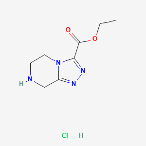 ETHYL 5,6,7,8-TETRAHYDRO[1,2,4]TRIAZOLO[4,3-A]PYRAZINE-3-CARBOXYLATE HYDROCHLORIDE structure, CAS 1187830-58-5