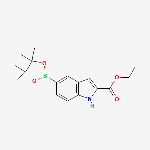 ETHYL 5-(4,4,5,5-TETRAMETHYL-1,3,2-DIOXABOROLAN-2-YL)-1H-INDOLE-2-CARBOXYLATE structure, CAS 736990-02-6