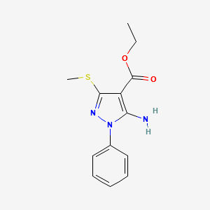 ETHYL 5-AMINO-3-(METHYLTHIO)-1-PHENYL-1H-PYRAZOLE-4-CARBOXYLATE structure, CAS 40745-03-7