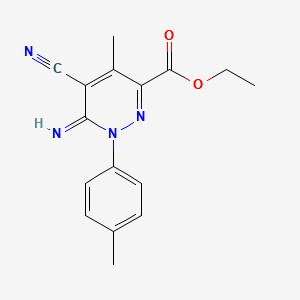 ETHYL 5-CYANO-6-IMINO-4-METHYL-1-(P-TOLYL)-1,6-DIHYDROPYRIDAZINE-3-CARBOXYLATE structure, CAS 120049-79-8
