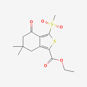 ETHYL 6,6-DIMETHYL-3-(METHYLSULFONYL)-4-OXO-4,5,6,7-TETRAHYDROBENZO[C]THIOPHENE-1-CARBOXYLATE structure, CAS 172516-46-0