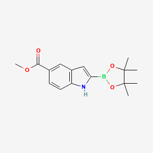 METHYL 2-(4,4,5,5-TETRAMETHYL-1,3,2-DIOXABOROLAN-2-YL)-1H-INDOLE-5-CARBOXYLATE structure, CAS 1256358-96-9