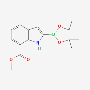 METHYL 2-(4,4,5,5-TETRAMETHYL-1,3,2-DIOXABOROLAN-2-YL)-1H-INDOLE-7-CARBOXYLATE structure, CAS 1150271-42-3