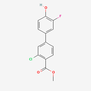 METHYL 3-CHLORO-3'-FLUORO-4'-HYDROXY-[1,1'-BIPHENYL]-4-CARBOXYLATE structure, CAS 1261999-46-5
