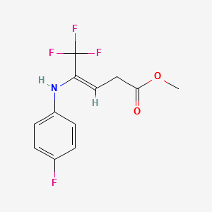 METHYL 5,5,5-TRIFLUORO-4-(4-FLUOROPHENYLAMINO)PENT-3-ENOATE structure, CAS 1224599-54-5