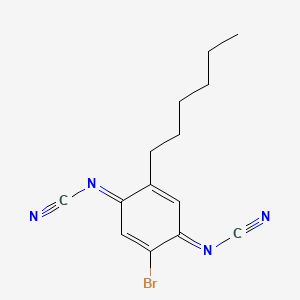 N,N'-(2-BROMO-5-HEXYLCYCLOHEXA-2,5-DIENE-1,4-DIYLIDENE)DICYANAMIDE structure, CAS 121720-53-4