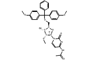 N-(1-((2R,3R,4R,5R)-5-((BIS(4-METHOXYPHENYL)(PHENYL)METHOXY)METHYL)-4-HYDROXY-3-METHOXYTETRAHYDROFURAN-2-YL)-2-OXO-1,2-DIHYDROPYRIMIDIN-4-YL)ACETAMIDE structure, CAS 199593-08-3