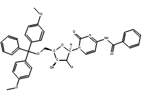 N-(1-((2R,3S,4R,5R)-5-((BIS(4-METHOXYPHENYL)(PHENYL)METHOXY)METHYL)-3-FLUORO-4-HYDROXYTETRAHYDROFURAN-2-YL)-2-OXO-1,2-DIHYDROPYRIMIDIN-4-YL)BENZAMIDE structure, CAS 154771-33-2