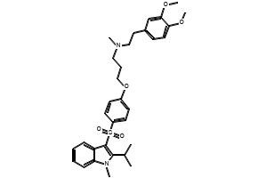 N-(3,4-DIMETHOXYPHENETHYL)-3-(4-((3-ISOPROPYL-1-METHYL-1H-INDOL-2-YL)SULFONYL)PHENOXY)-N-METHYLPROPAN-1-AMINE OXALATE structure, CAS 121346-32-5