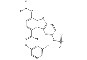 N-(3,5-DICHLOROPYRIDIN-4-YL)-4-(DIFLUOROMETHOXY)-8-(METHYLSULFONAMIDO)DIBENZO[B,D]FURAN-1-CARBOXAMIDE structure, CAS 778576-62-8