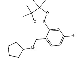 N-(4-FLUORO-2-(4,4,5,5-TETRAMETHYL-1,3,2-DIOXABOROLAN-2-YL)BENZYL)CYCLOPENTANAMINE structure, CAS 1256360-61-8