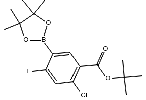 TERT-BUTYL 2-CHLORO-4-FLUORO-5-(4,4,5,5-TETRAMETHYL-1,3,2-DIOXABOROLAN-2-YL)BENZOATE structure, CAS 1218789-89-9