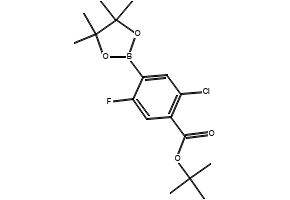 TERT-BUTYL 2-CHLORO-5-FLUORO-4-(4,4,5,5-TETRAMETHYL-1,3,2-DIOXABOROLAN-2-YL)BENZOATE structure, CAS 1218790-25-0