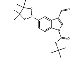 TERT-BUTYL 3-FORMYL-5-(4,4,5,5-TETRAMETHYL-1,3,2-DIOXABOROLAN-2-YL)-1H-INDOLE-1-CARBOXYLATE structure, CAS 1025707-92-9